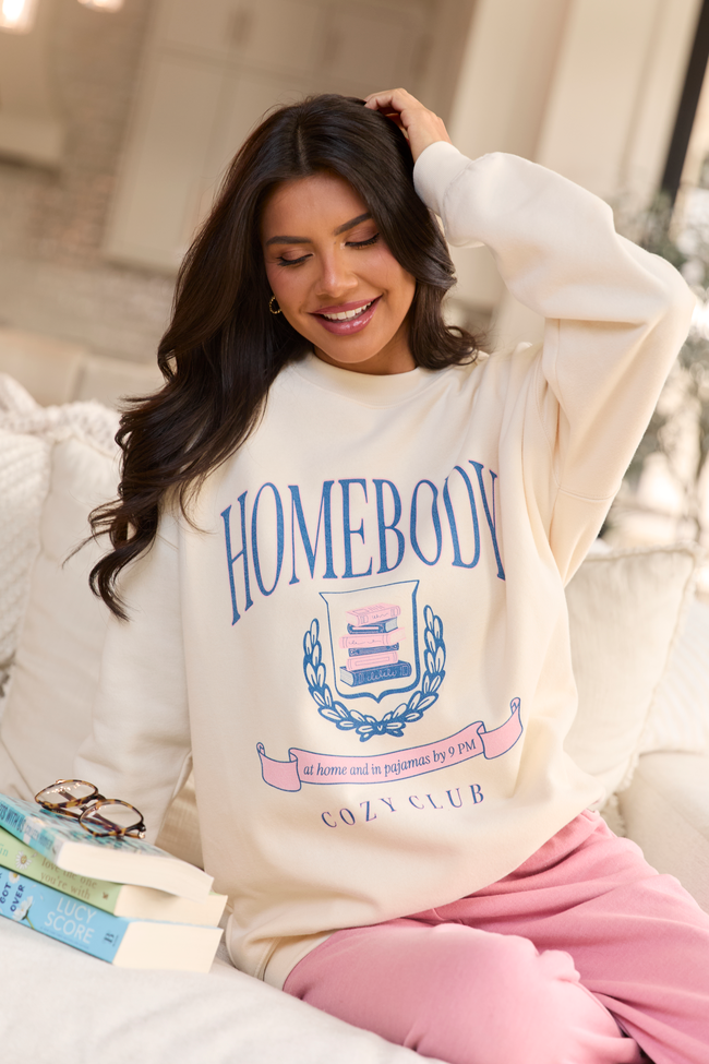 Homebody Club Cream Graphic Sweatshirt - Image 2
