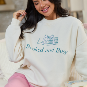 Booked & Busy Cream Graphic Sweatshirt