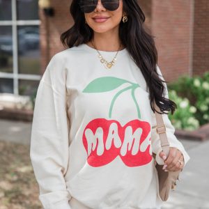 Mama Cherry Cream Graphic Sweatshirt