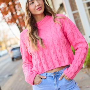 Bailey Coral Cable Cropped Sweater SALE