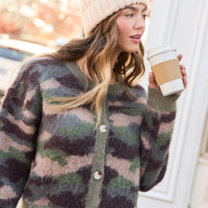 Chappell Fuzzy Camo Cardigan