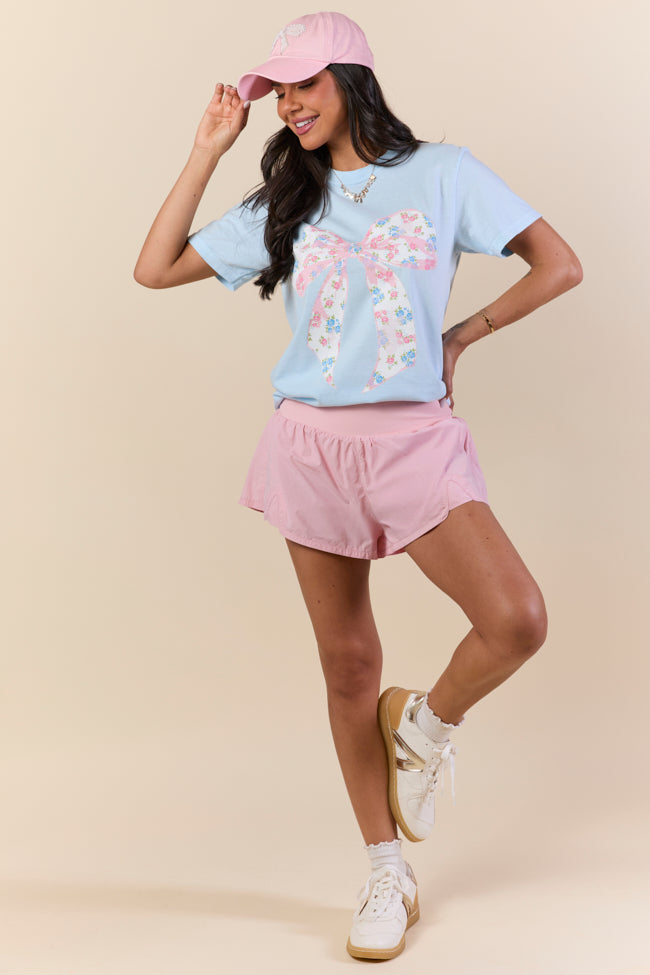 Floral Bow Light Blue Graphic Tee - Image 4