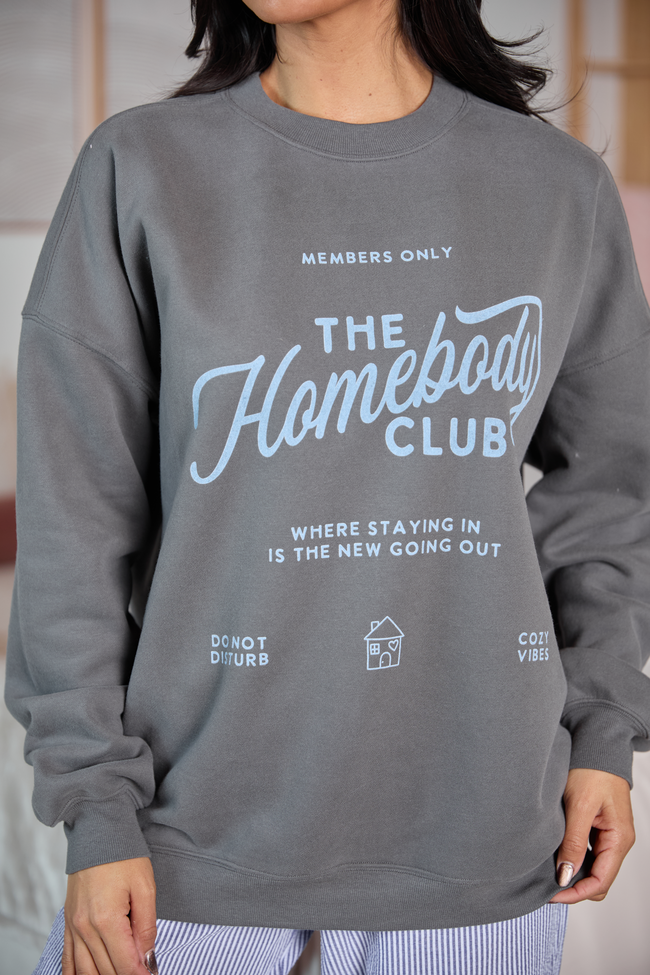 The Homebody Club Dark Grey Graphic Sweatshirt - Image 2