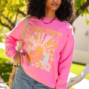 Chasing Sunsets Pink Graphic Sweatshirt