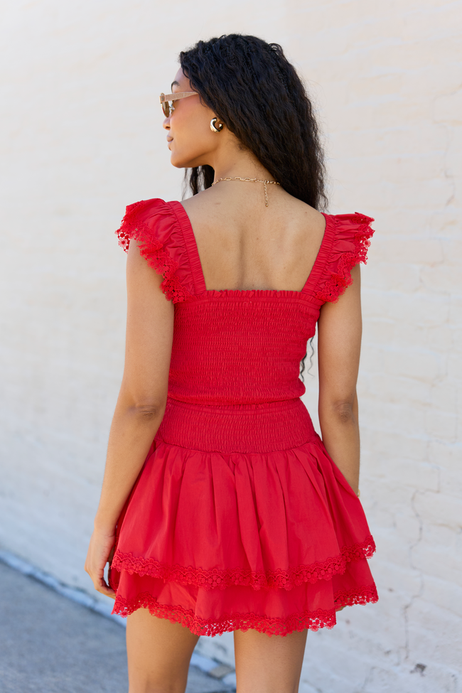 Sweet Talk Red Flutter Shoulder Tank and Skort Set - Image 5