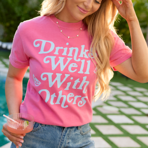 Drinks Well With Others Pink Graphic Tee