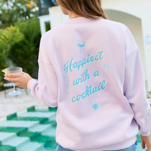 Happiest With A Cocktail Purple Graphic Sweatshirt