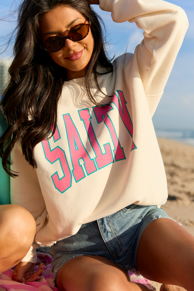 Salty Block Cream Graphic Sweatshirt - Image 2