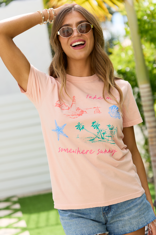 Take Me Somewhere Sunny Orange Graphic Tee - Image 5