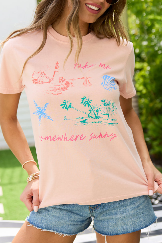 Take Me Somewhere Sunny Orange Graphic Tee - Image 2