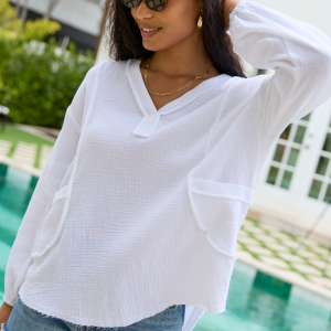 Jenna White Gauze V-Neck Tunic