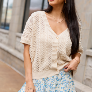 Sophia Short Sleeve Cable Knit Cardigan
