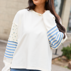 Gabbie Ivory And Blue Floral Patchwork Popover