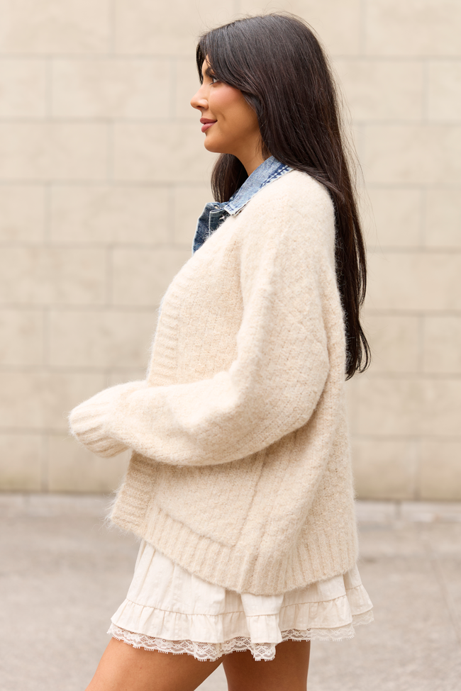 Kim Cable Knit And Denim Cardigan - Image 3