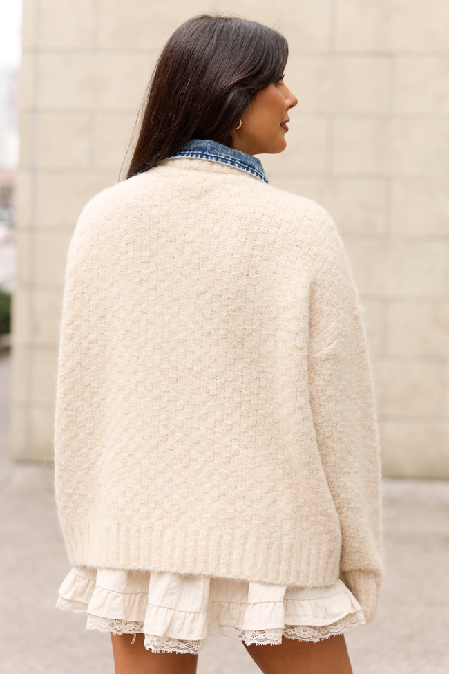 Kim Cable Knit And Denim Cardigan - Image 4