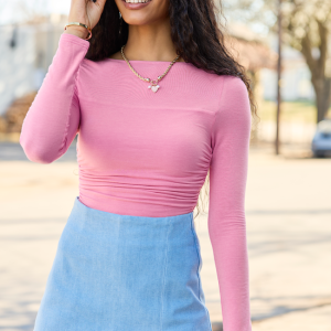 Julie Mauve Ruched Boatneck Top