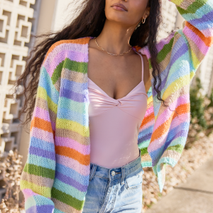 Karma Bright Stripes Open Cardigan