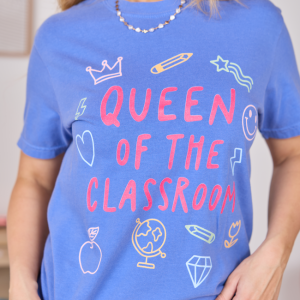Queen Of The Classroom Blue Graphic Tee