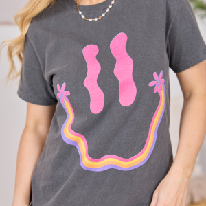 Retro Smiley Dark Grey Graphic Tee