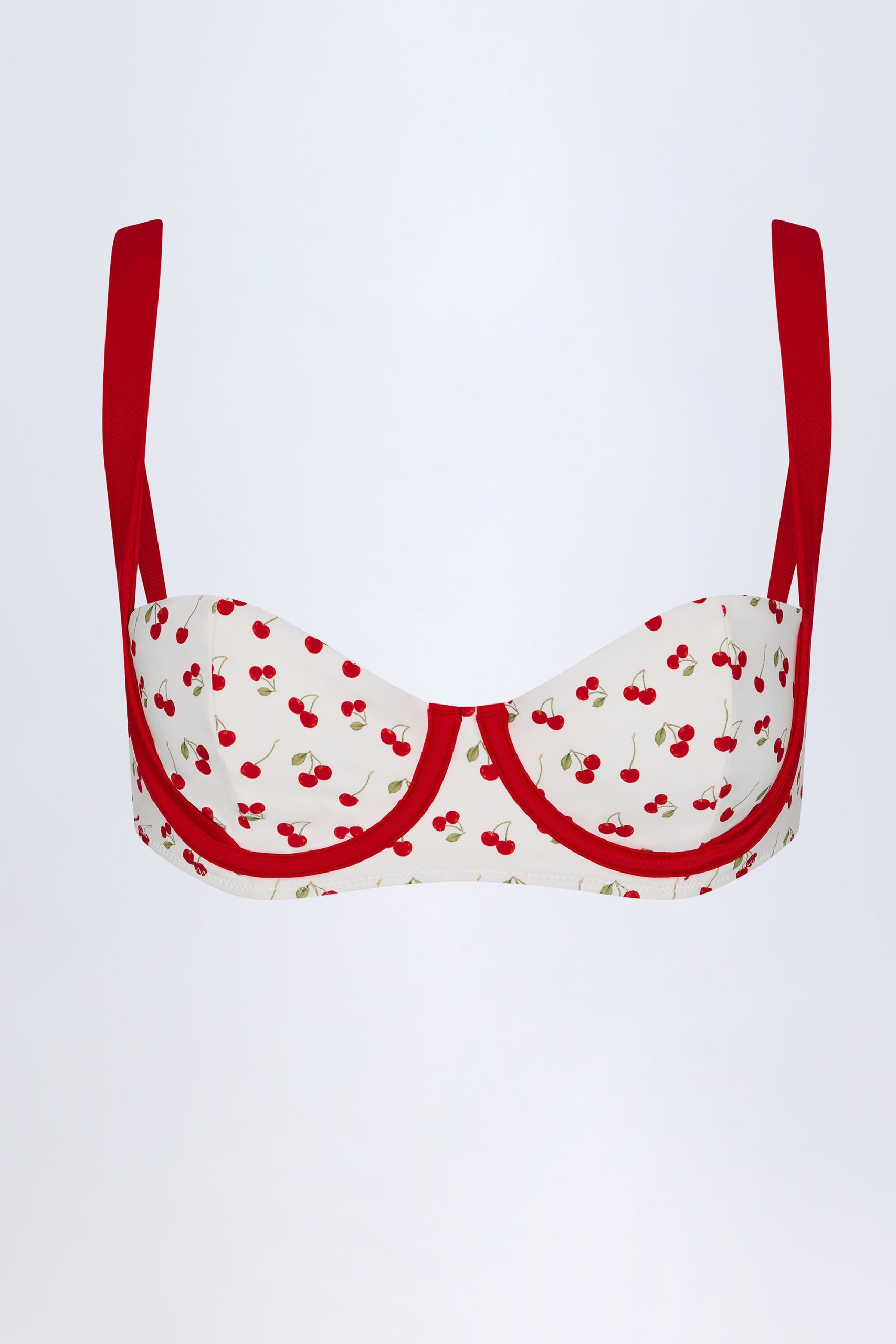 Contrast Underwired Balconette Bikini Top in Cherry Print - Image 3