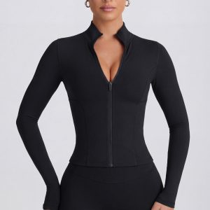 Soft Active Zip-Up Jacket in Black
