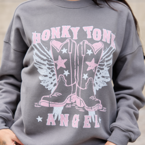 Honky Tonk Angel Dark Grey Graphic Sweatshirt