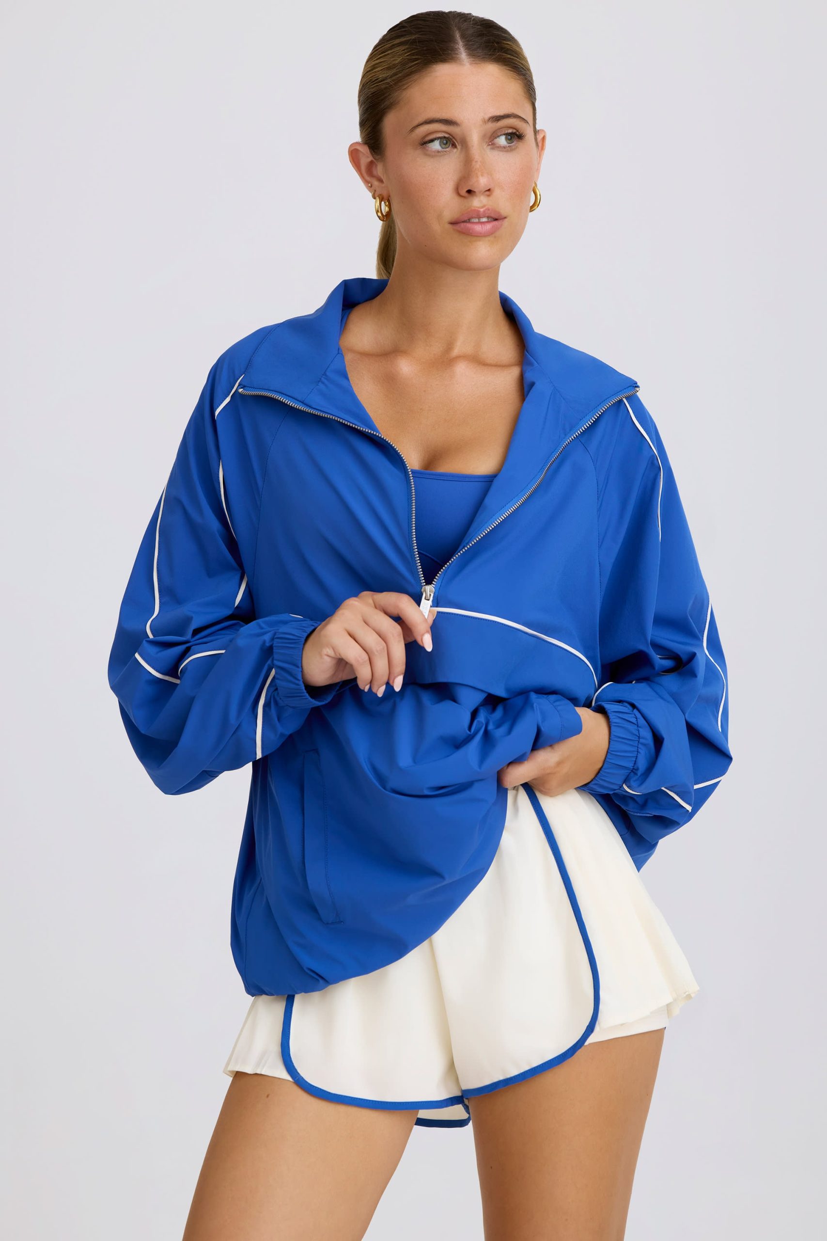 Oversized Track Jacket in Cobalt - Image 5
