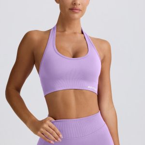 Define Luxe Halterneck Sports Bra in Lilac