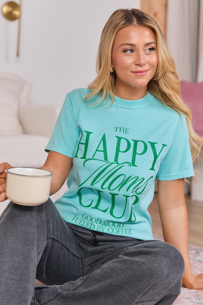 Happy Moms Club Mint Blue Graphic Tee - Image 2