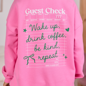 Bow Guest Check Pink Graphic Sweatshirt