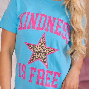 Kindness Is Free Aqua Blue Graphic Tee
