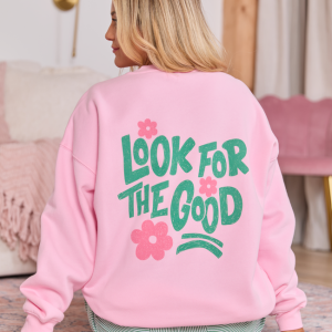 Look For The Good Light Pink Graphic Sweatshirt