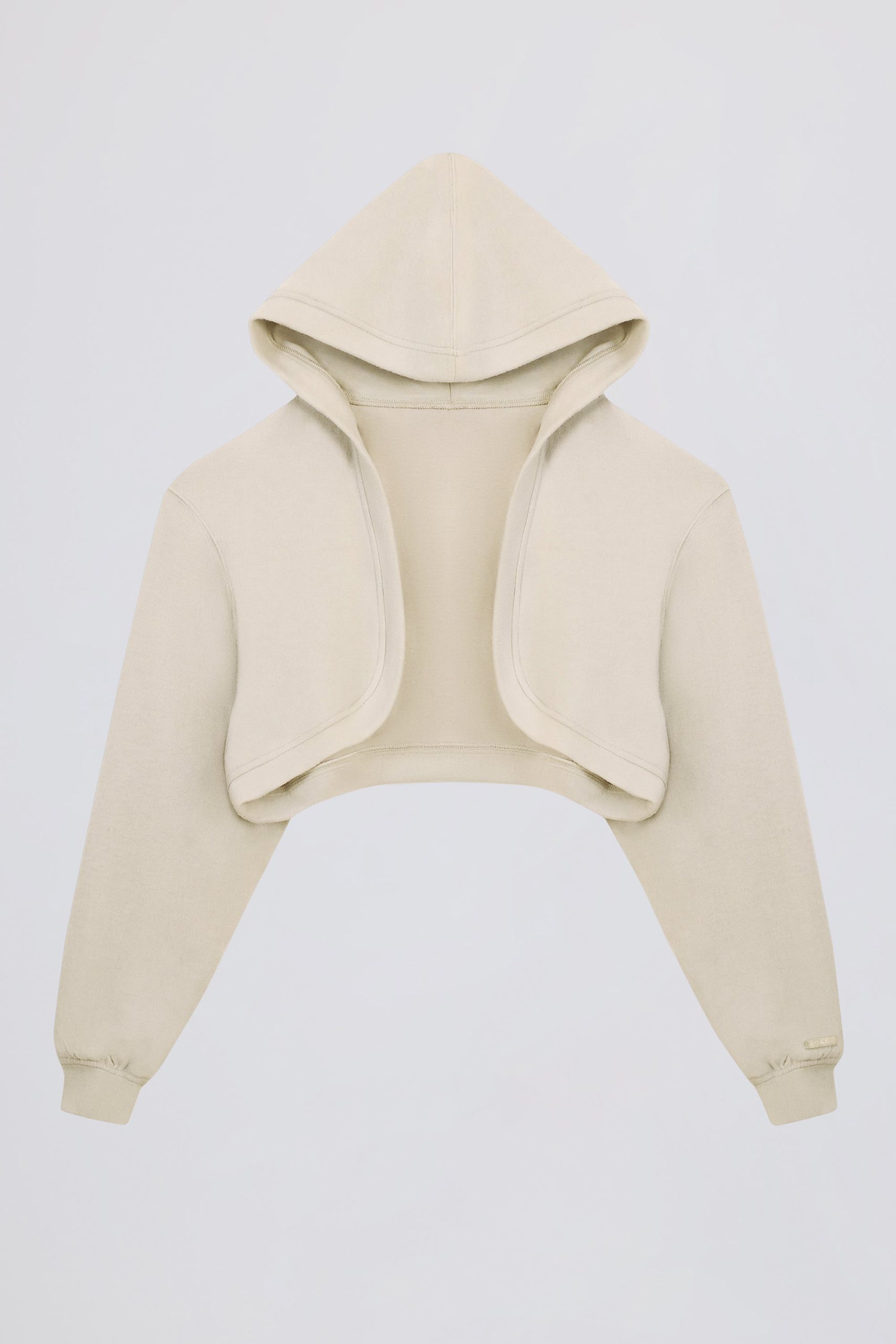 Brushed Jersey Hooded Cropped Shrug in Ecru - Image 2