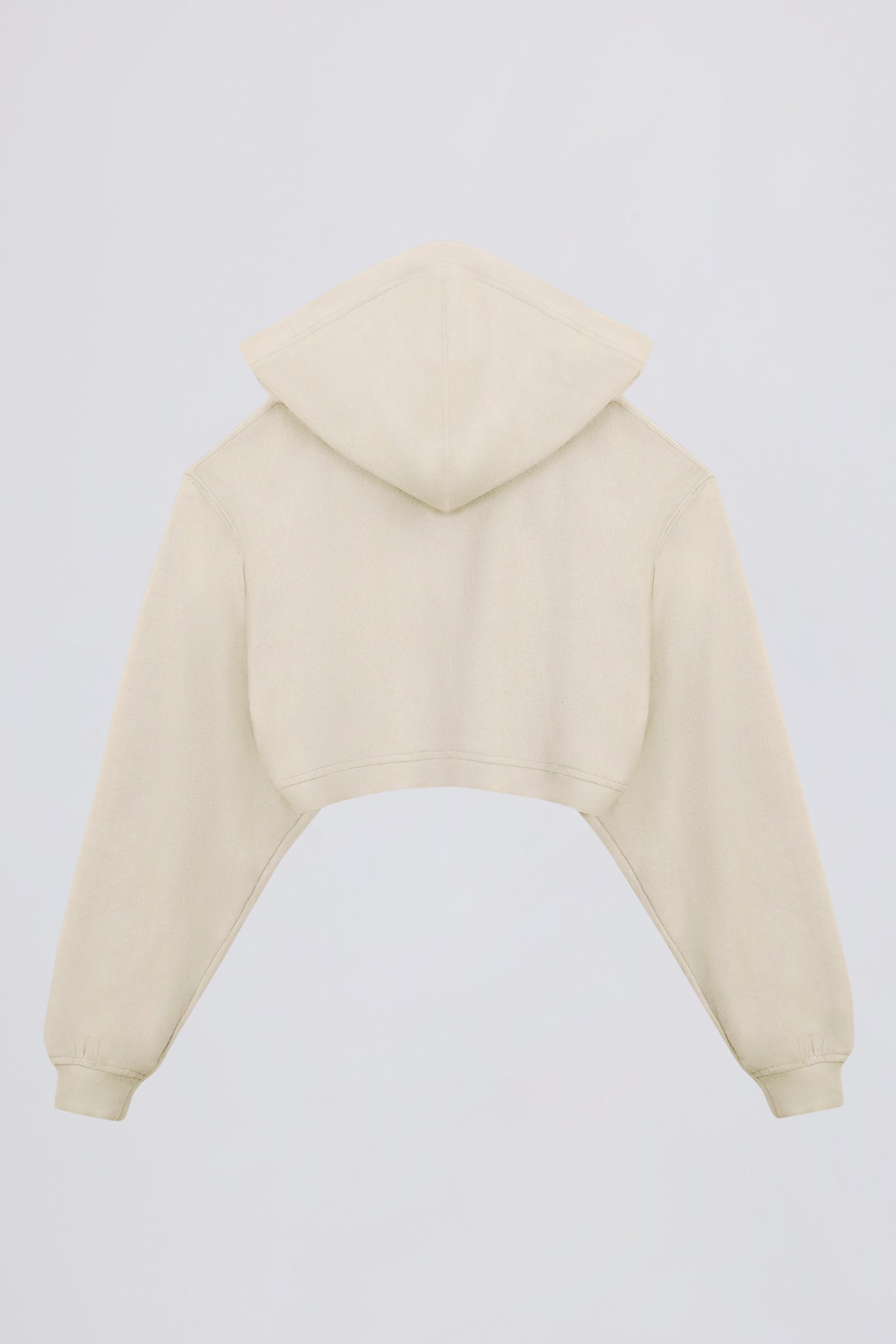 Brushed Jersey Hooded Cropped Shrug in Ecru - Image 4