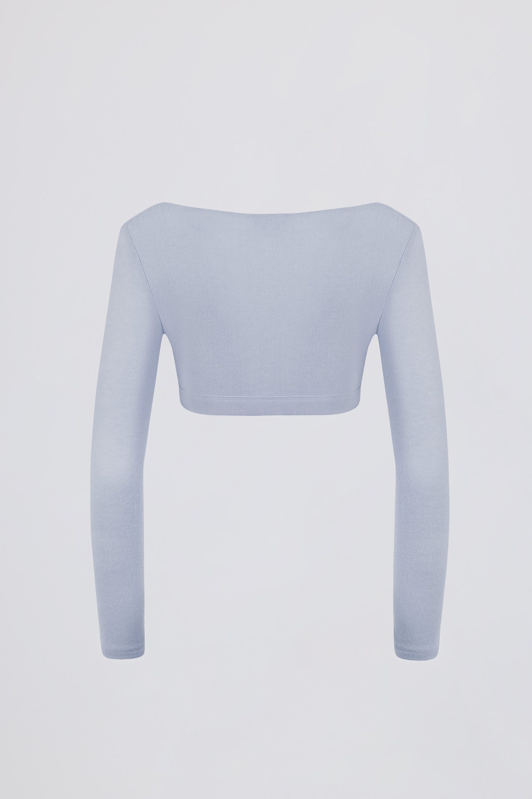 Brushed Jersey V-Neck Crop Top in Soft Blue - Image 3