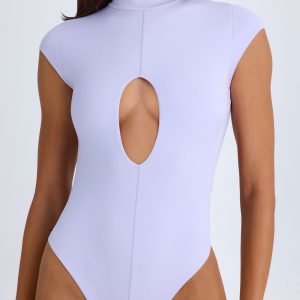 Cut-Out Bodysuit in Soft Lilac