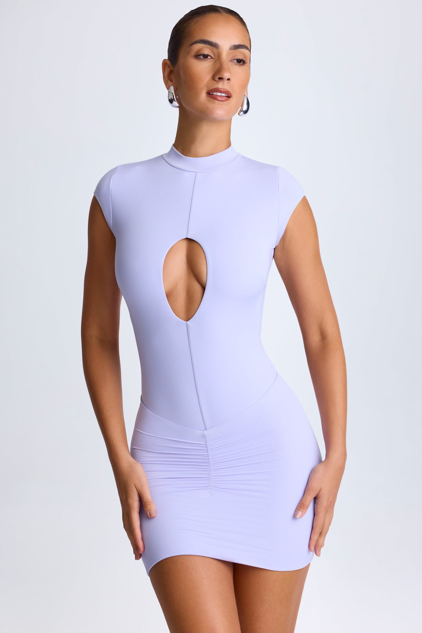 Ruched Mini Skirt in Soft Lilac - Image 7
