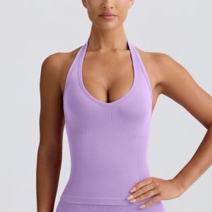 Define Luxe Halterneck Tank Top in Lilac