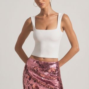 Sequin-Embellished Mini Skirt in Pink
