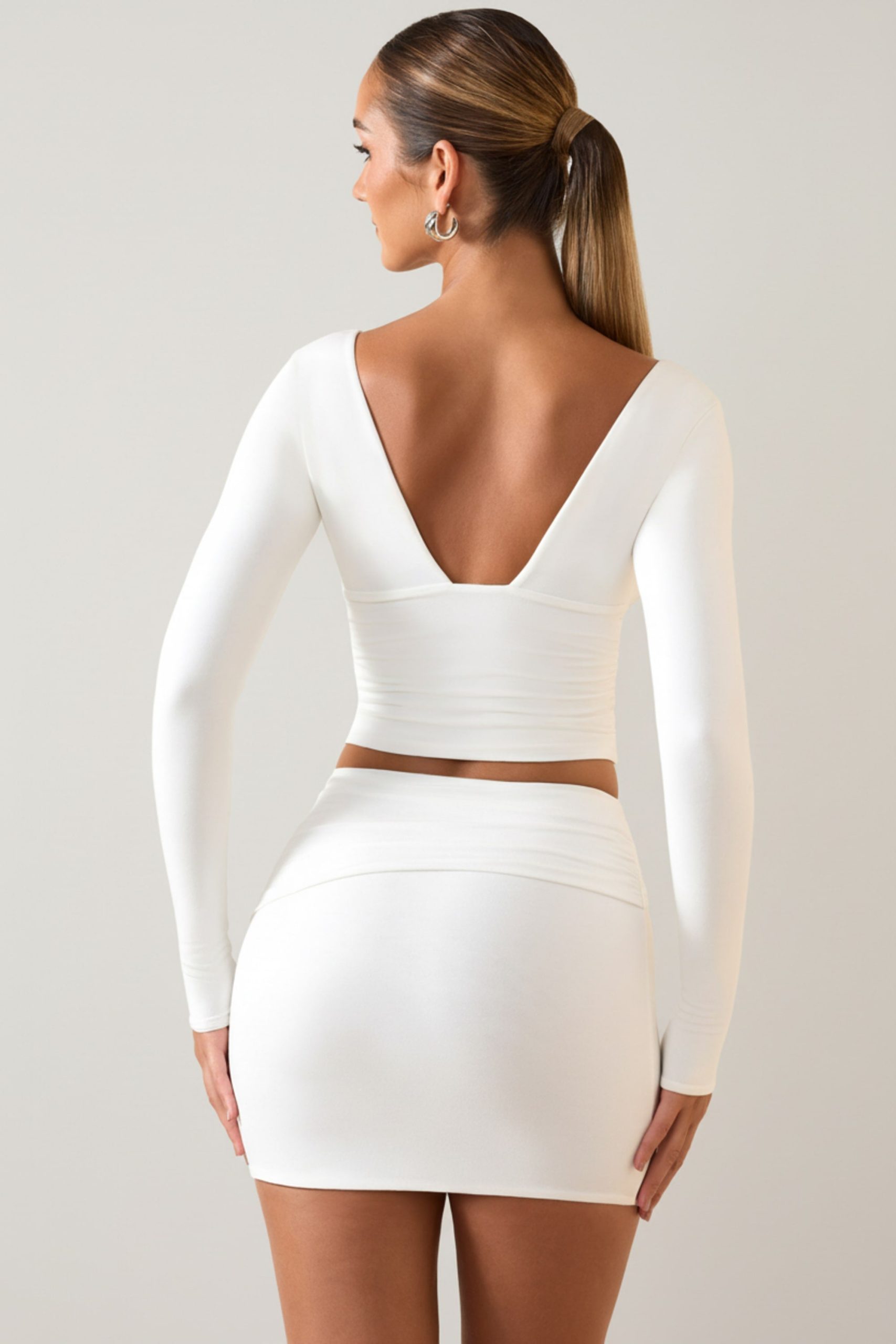 Modal Twist-Front Mid-Rise Mini Skirt in White - Image 2
