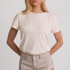 Low-Rise Hot Pants in Ecru