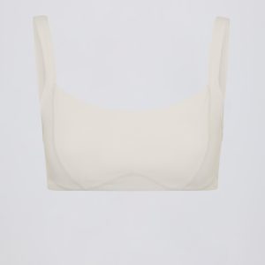Soft Active Seam-Detail Sports Bra in Cream