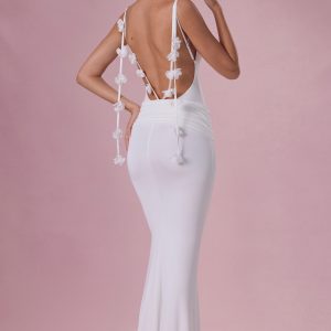 Premium Jersey Draped Gown in White