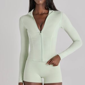 Soft Active Zip-Up Jacket in Sage Marl